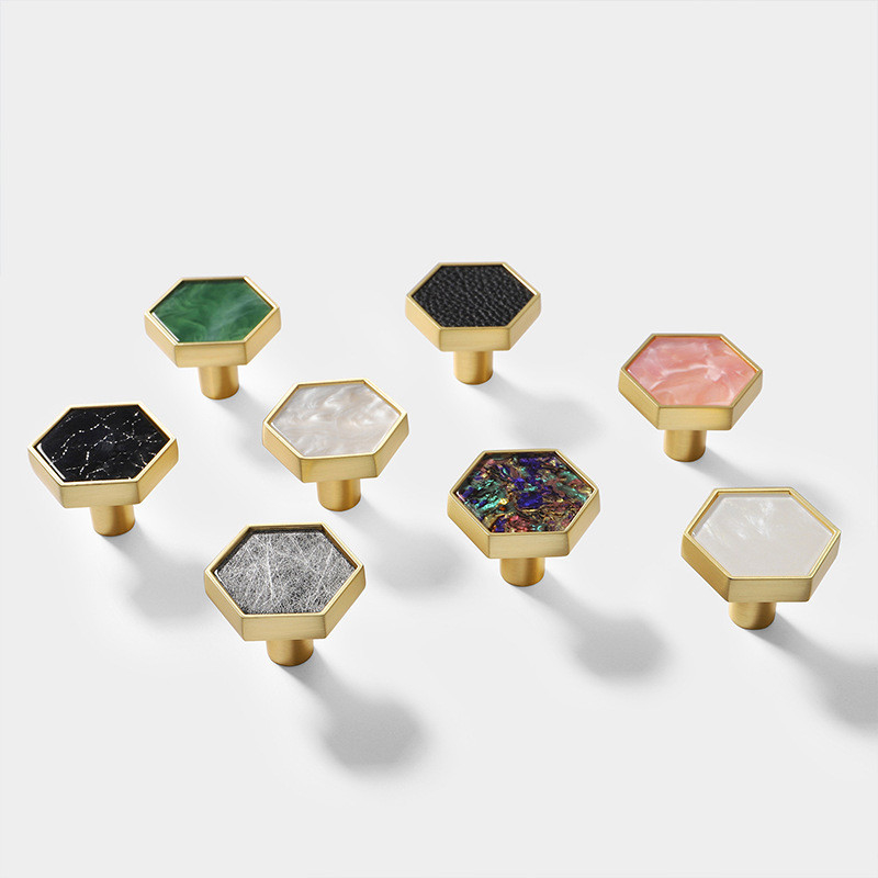 Puxadores hexagonais de liga de zinco para decoração de casa e acessórios para móveis