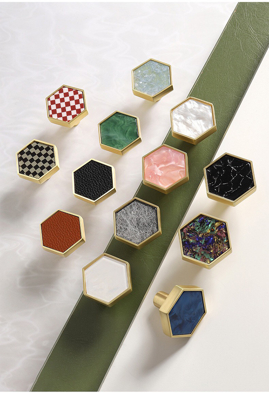 Puxadores hexagonais de liga de zinco para decoração de casa e acessórios para móveis