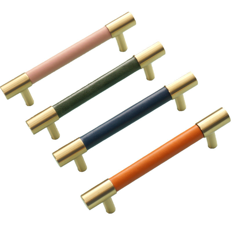 160mm Colourful Leather Knob Drawer Door Handle Hardware para decoração