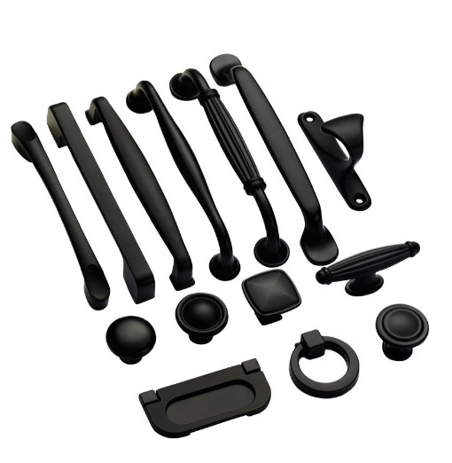Móveis sólidos de buraco único acessórios de hardware porta de gaveta de porta de gaveta americana preto armário puxa