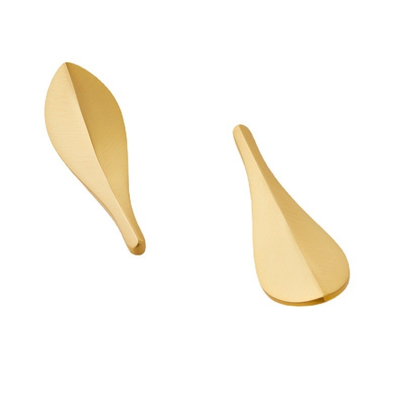 Nordic Brass Glod Leaves Cabinet Door Wardrobe Handle 2pares Muralha Handle Knob Double Hole Fixado Equipado com parafuso
