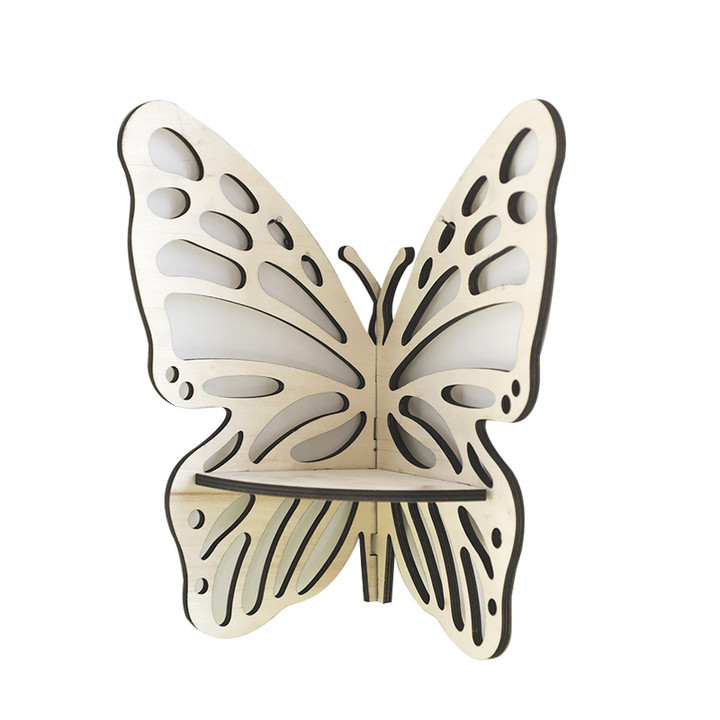 Prateleira de canto de borboleta de madeira Prateleira criativa Decorações de parede Porta-velas para decoração de casa