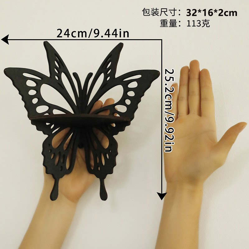 Prateleira de canto de borboleta de madeira Prateleira criativa Decorações de parede Porta-velas para decoração de casa