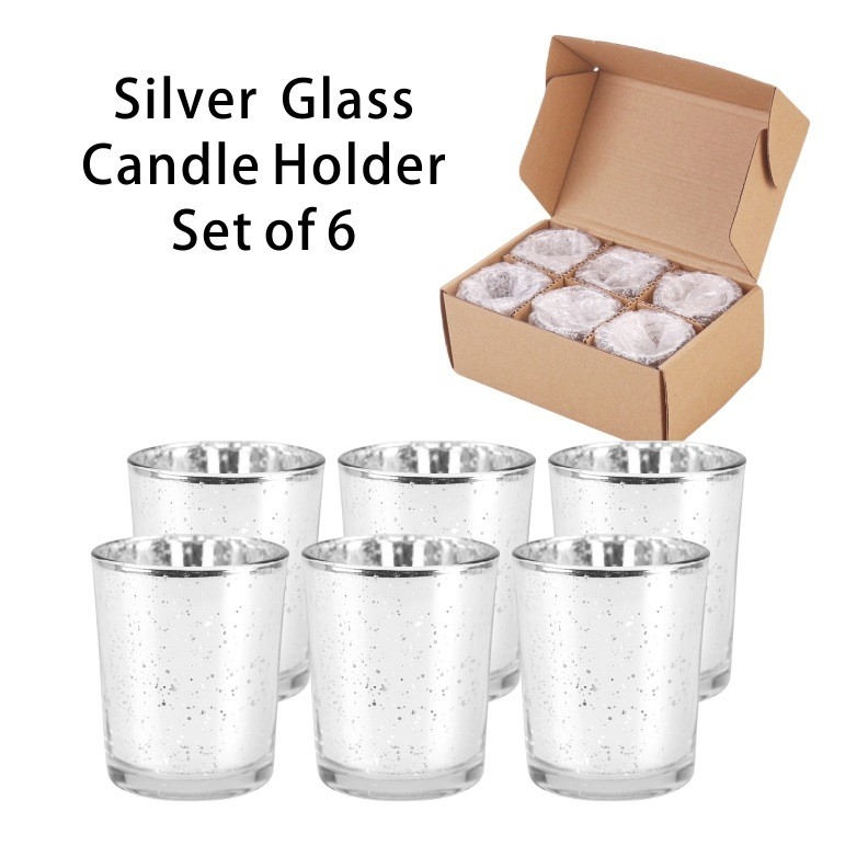 Conjunto de porta-velas de vidro de revestimento de galvanização de cores brilhantes frasco pequeno de vela para decoração de casamento