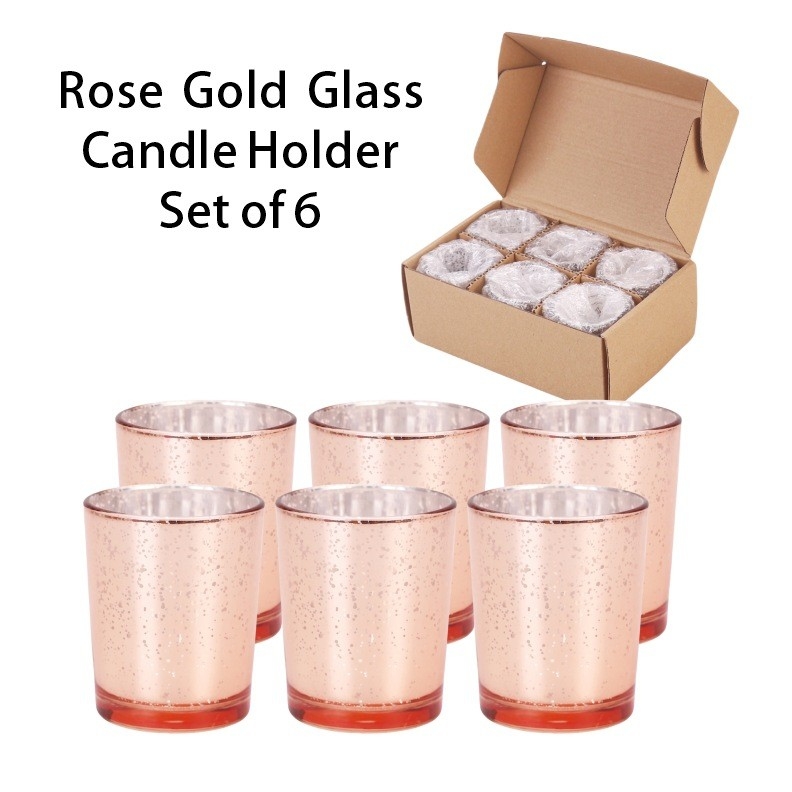 Conjunto de porta-velas de vidro de revestimento de galvanização de cores brilhantes frasco pequeno de vela para decoração de casamento
