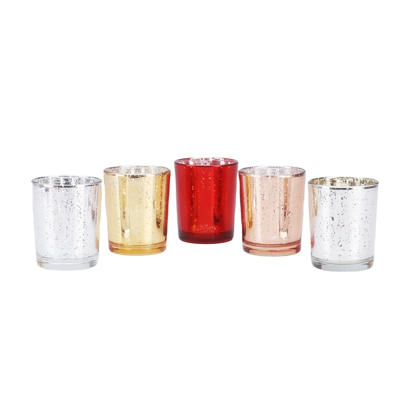 Conjunto de porta-velas de vidro de revestimento de galvanização de cores brilhantes frasco pequeno de vela para decoração de casamento
