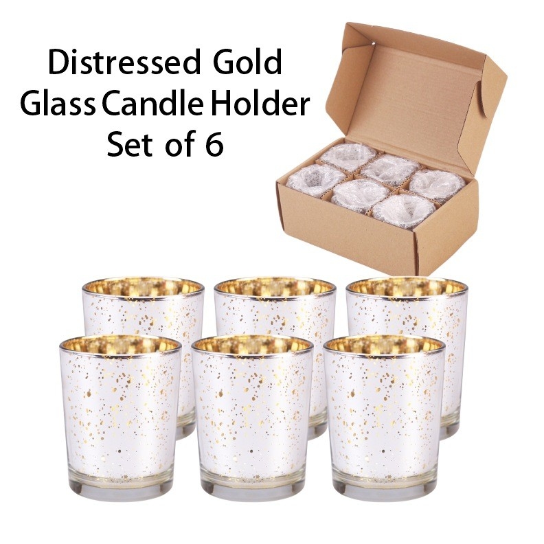 Conjunto de porta-velas de vidro de revestimento de galvanização de cores brilhantes frasco pequeno de vela para decoração de casamento