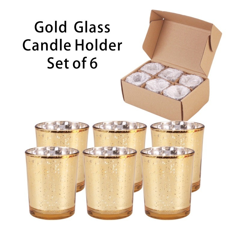 Conjunto de porta-velas de vidro de revestimento de galvanização de cores brilhantes frasco pequeno de vela para decoração de casamento