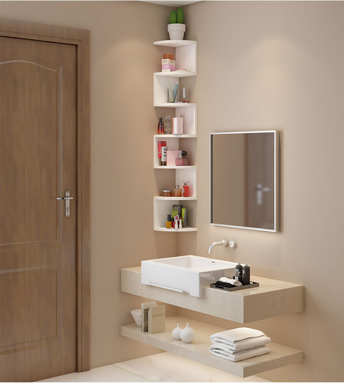 Moderno estilo 5 camadas de madeira de canto decorativo estante de livros parede